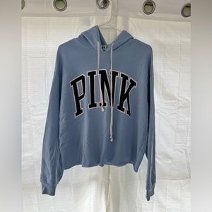 PINK blue cropped hoodie
